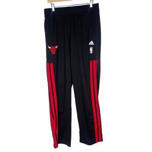 Adidas Mens Large L Black Red Chicago Bulls Basketball Three Stripe Sweatpants